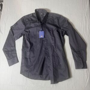 Cavalli Class Slim Fit Logo Shirt Black OXT705 FN004 Mens Size 16.5 42 NEW